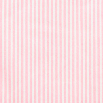 Swatch of cute candy striped 100% cotton poplin fabric by Rose and Hubble in pale pink