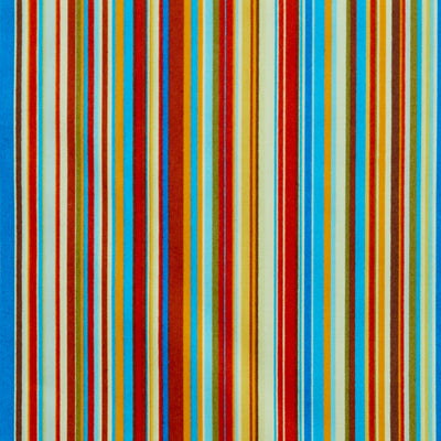 Swatch of retro style, unique and multi coloured striped 100% cotton poplin fabric by Rose and Hubble in Blues