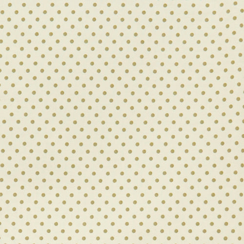 Swatch of stylish, neutral polka dot print 100% cotton poplin fabric by Rose and Hubble in Green