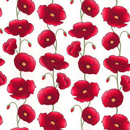 Vintage poppies 100% cotton poplin fabric Rose & Hubble