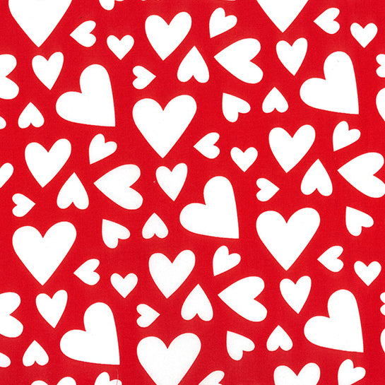 love hearts red and ivory fabric