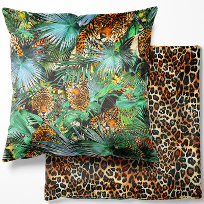 Madagascar leopard print velvet cushion cover 18"