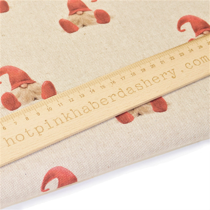 Chrsitmas gonk all over cotton linen look fabric
