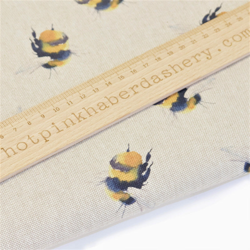Bumblebees cotton linen look fabric by Chatham Glyn