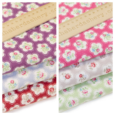 Dainty floral rose 100% cotton fabric by Chatham Glyn