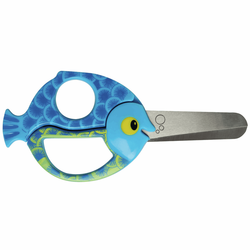 Kids cute blue fish universal Fiskars 13cm safe bladed scissors