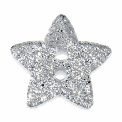 Trimit 18mm Christmas glitter star shaped buttons in silver