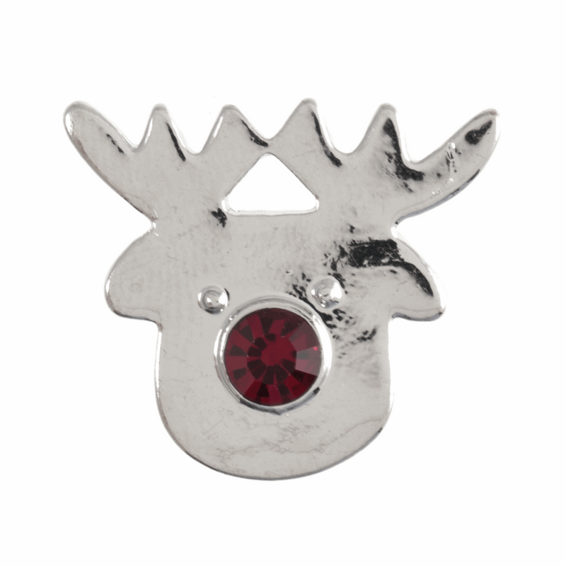 21mm shanked red diamante nose silver Rudolph the reindeer Christmas button