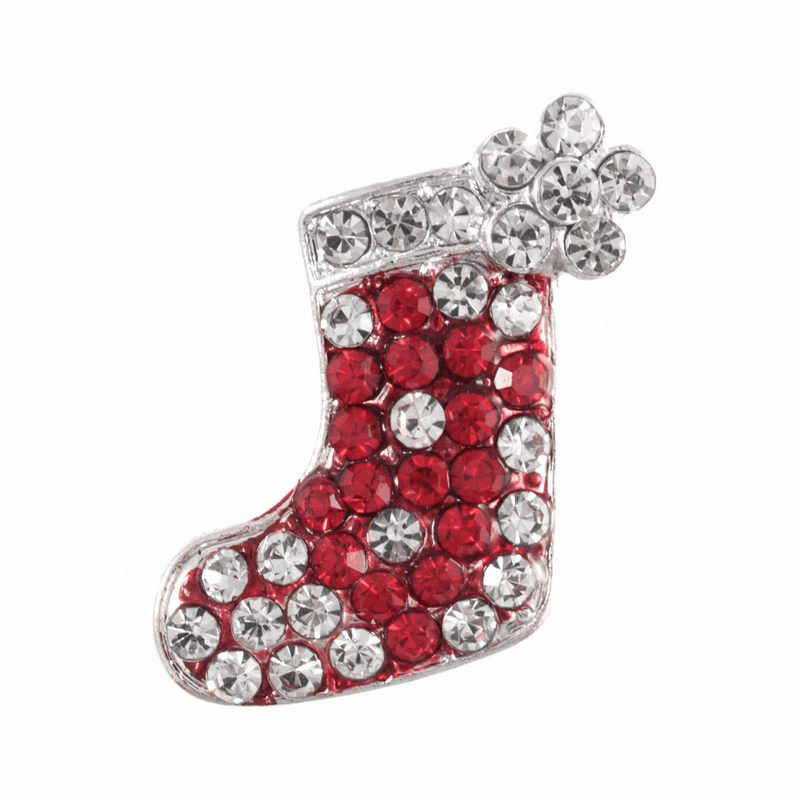 Silver diamante Christmas stocking  25mm shanked button.