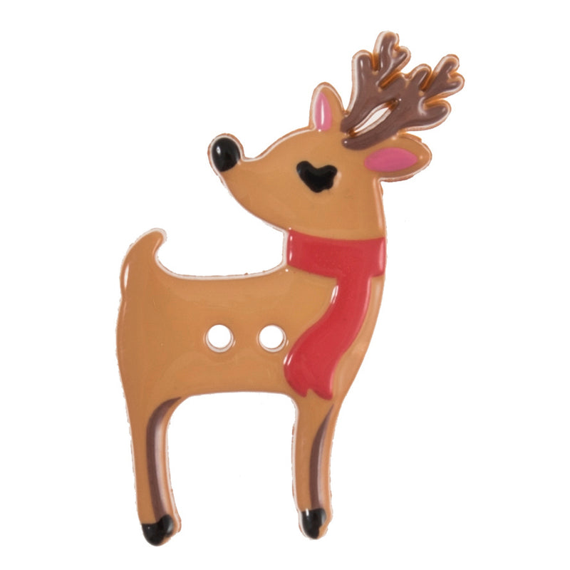Cute Christmas reindeer with scarves buttons singular