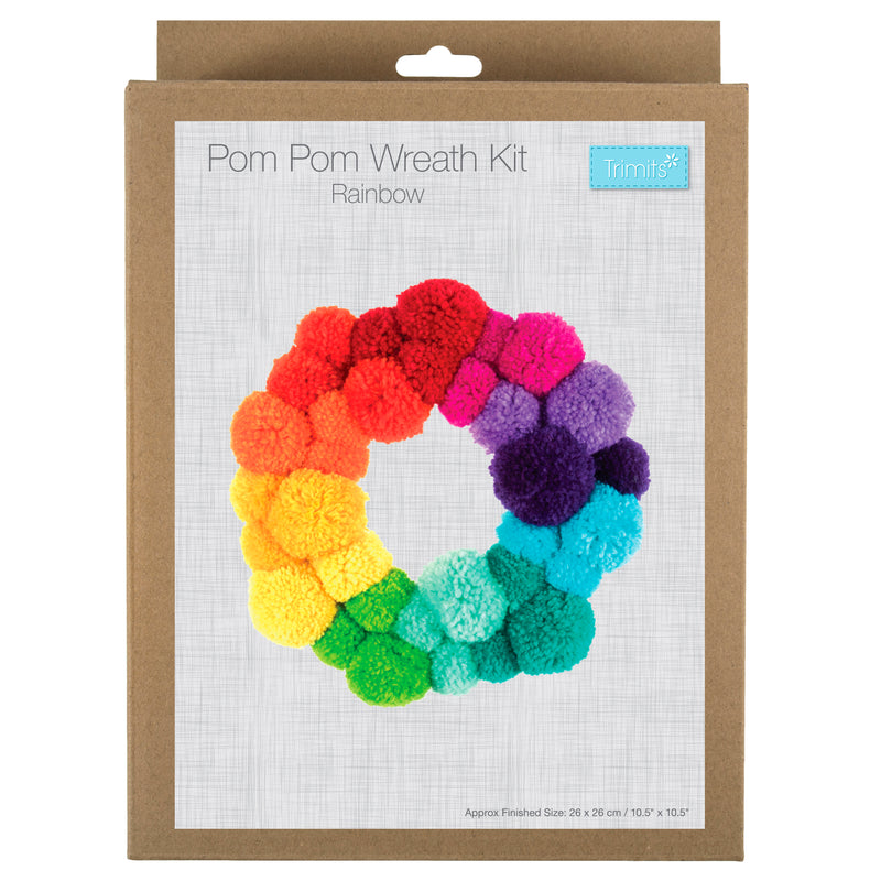 Pom pom wreath making kit rainbow packaging