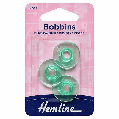 Hemline Husqvana/Viking/PFAFF Plastic Bobbins in green 10.5mm