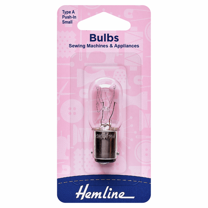 Hemline 240V small type A push-in bulb for sewing machines and appliances