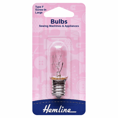 Hemline 240V large Type F screw-in light bulb for sewing machines and appliances.