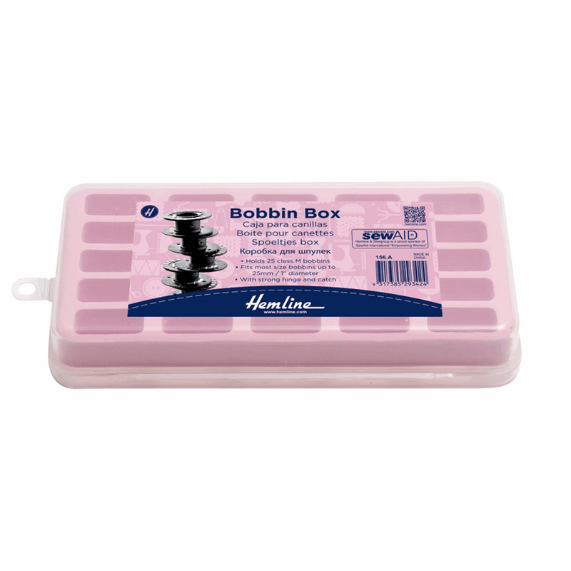 Hemline 25 Spool Thread Bobbin Box in Plastic pink