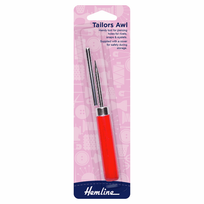 Hemline red Tailors Awl with Metal Cover in 6mm