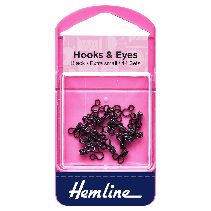 Hemline Hooks & Eyes Fasteners size 0 extra small in black