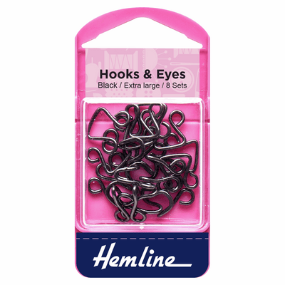 Black Hemline Size 13 Hooks & Eyes Fasteners set of 8