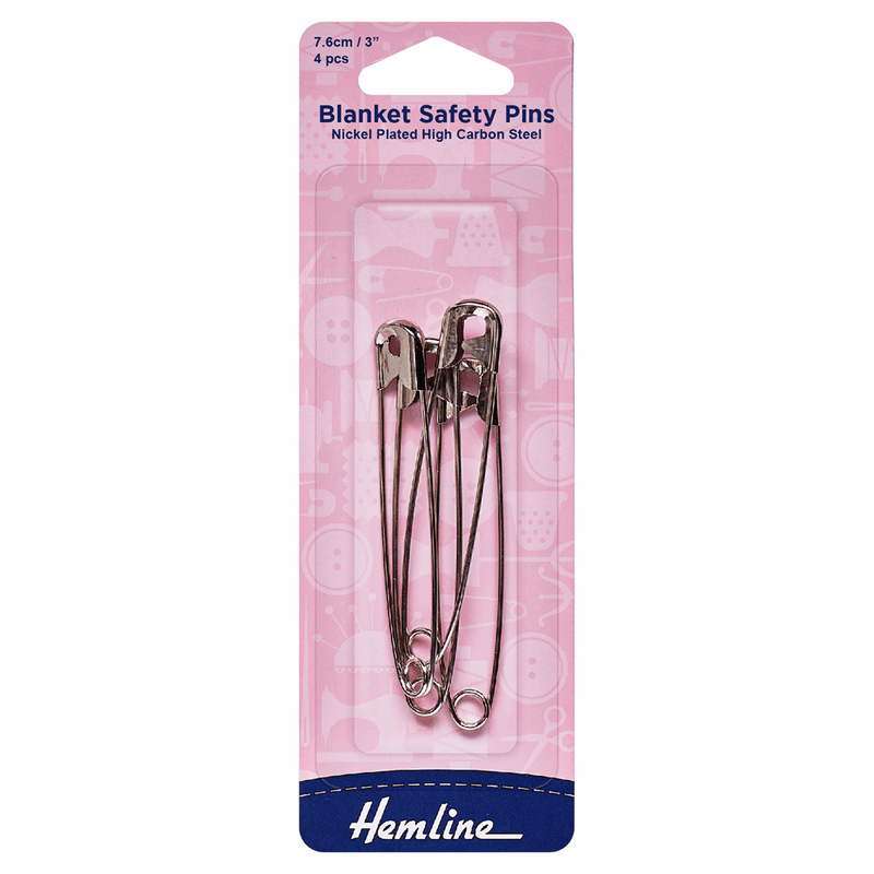 Hemline blanket safety pins with nickel plated high carbon steel - 7.6cm extra large