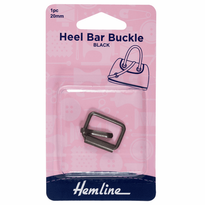 Hemline 20mm black heel bar buckle for handbags