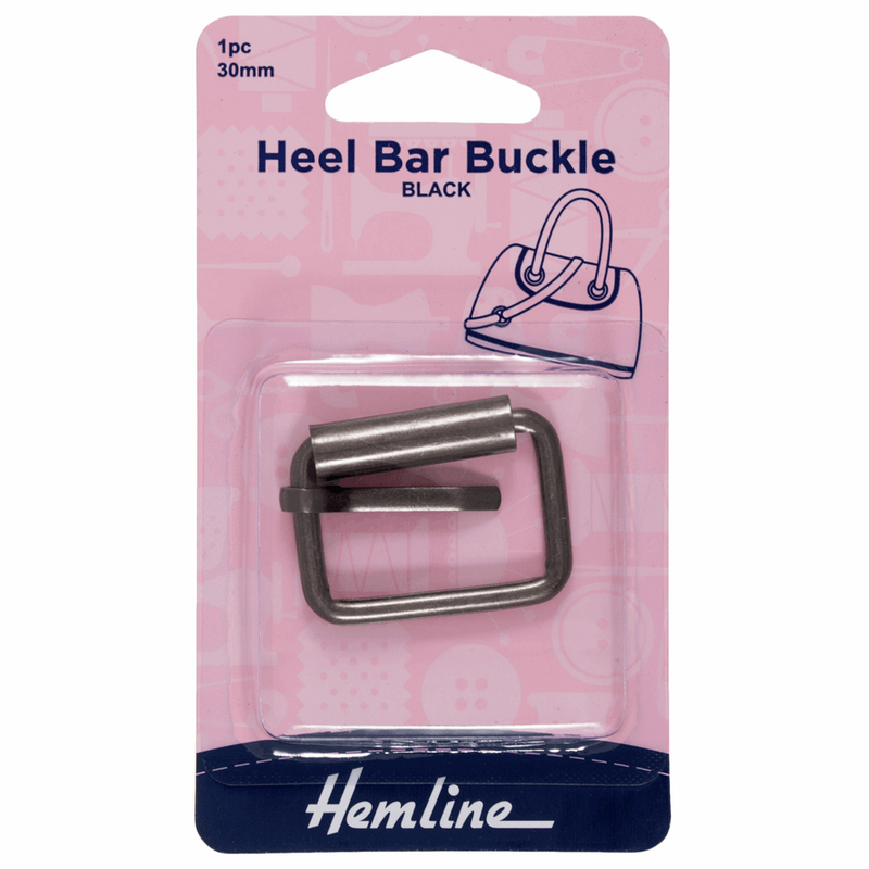 Hemline 30mm black heel bar buckle for handbags