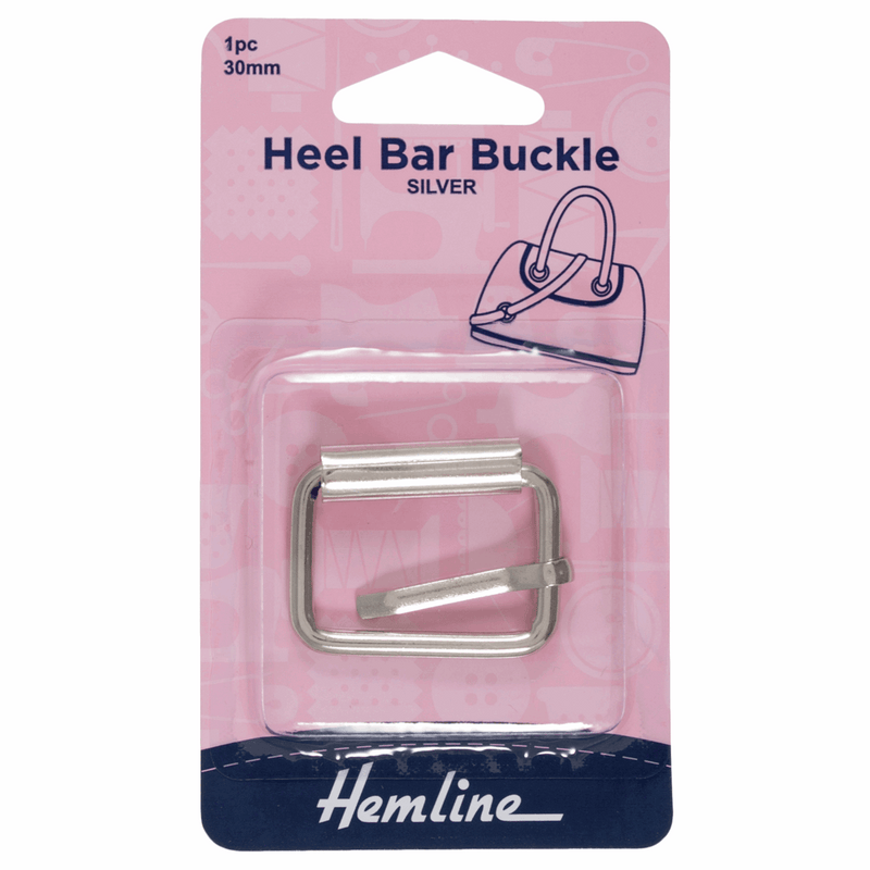 Hemline 30mm silver heel bar buckle for handbags