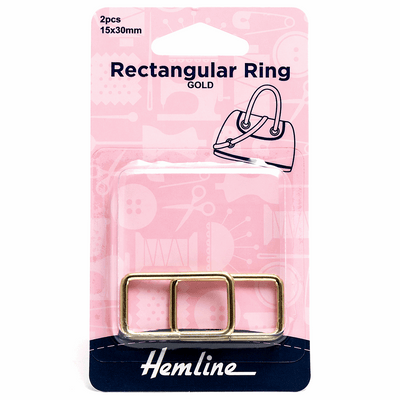 Hemline Rectangular Ring Pack of 2 in gold