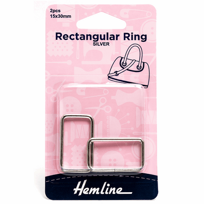 Hemline Rectangular Ring Pack of 2 in nickel