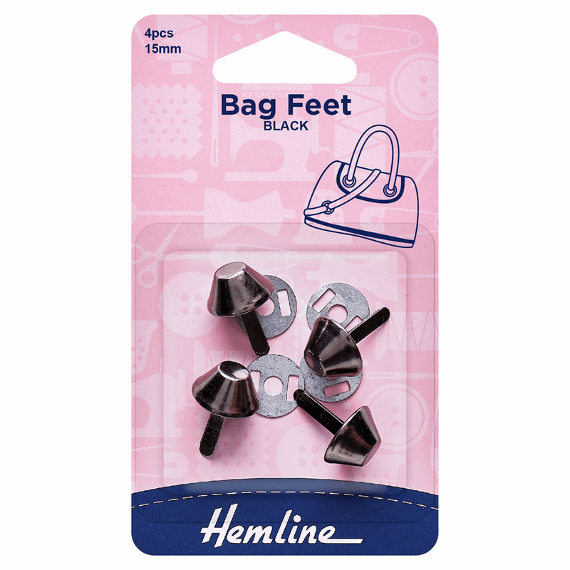 Black Hemline bag feet studs for bag making pack of 4