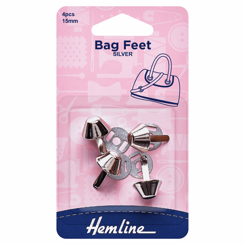 Silver Hemline bag feet studs for bag making pack of 4