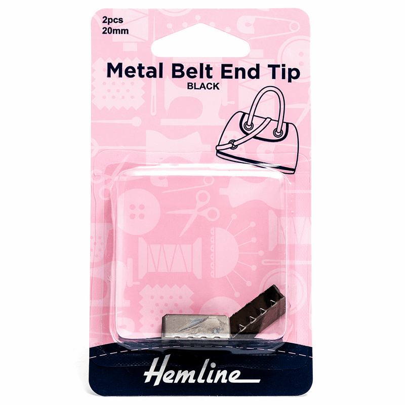 20mm black metal belt end tip for webbing fabric