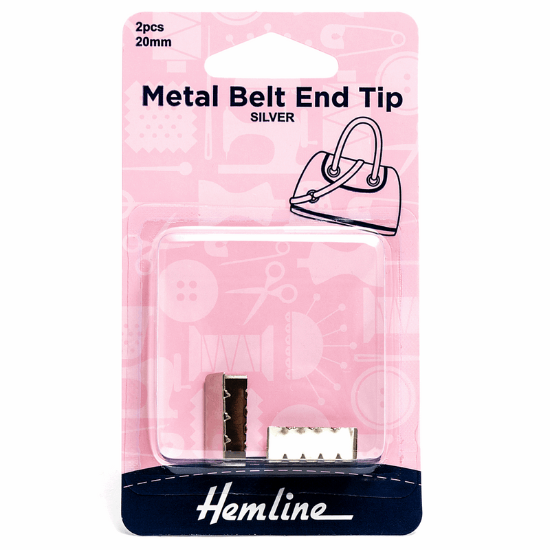 20mm silver metal belt end tip for webbing fabric
