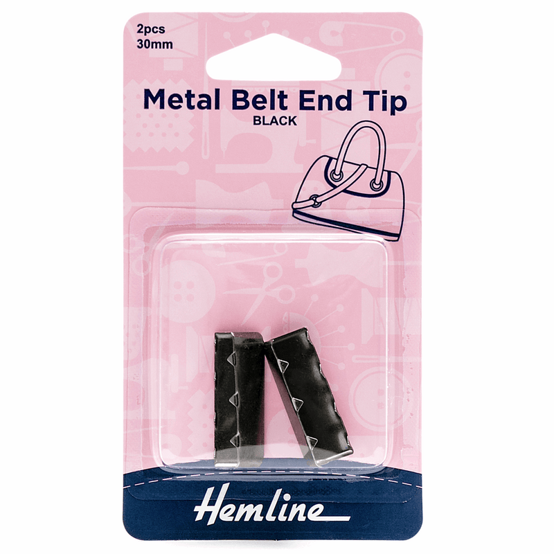 30mm black metal belt end tip for webbing fabric