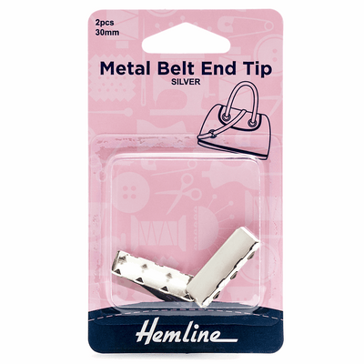 30mm silver metal belt end tip for webbing fabric