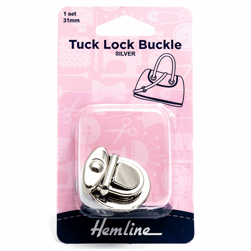 Hemline 31mm silver tuck lock buckle bag clasp closure lock for handbags