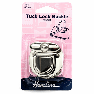 Hemline 47mm silver tuck lock buckle bag clasp closure lock for handbags