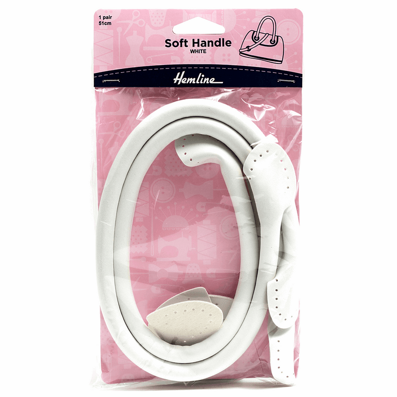 Hemline 51cm white perfect sew on soft bag handle for any type of handbags