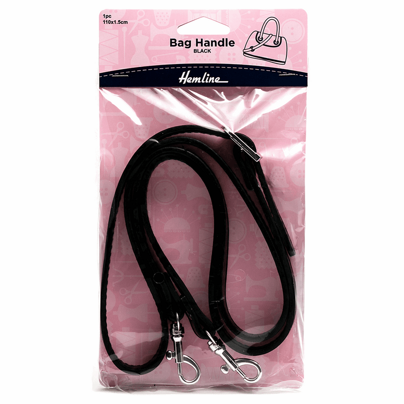 Black Hemline Leather effect 110cm long soft bag handles for handbags
