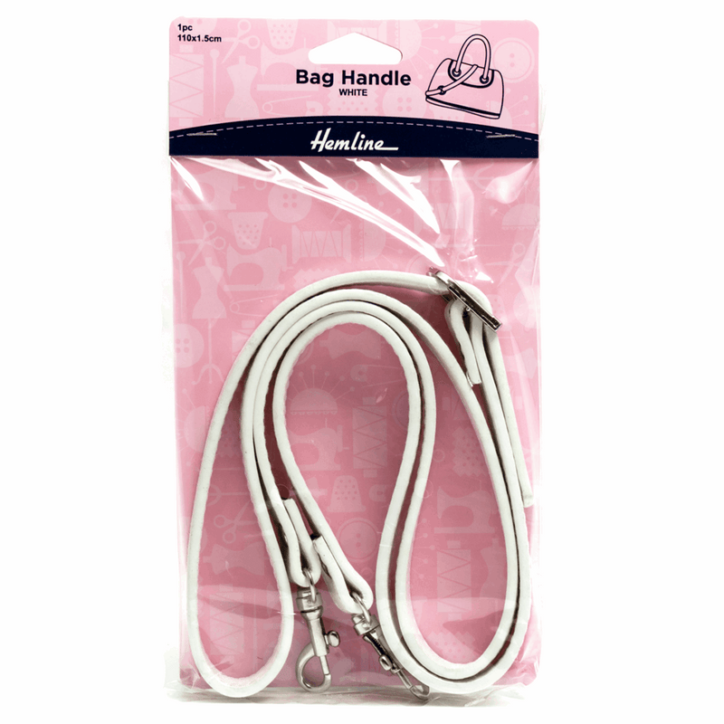 White Hemline Leather effect 110cm long soft bag handles for handbags