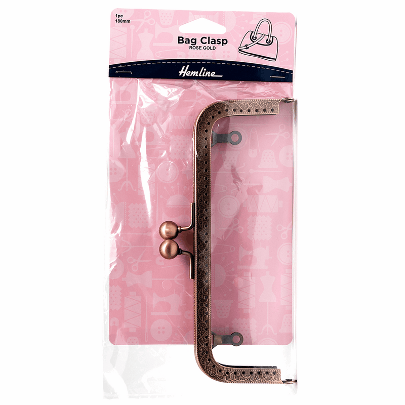 Rose gold Metal bag curved frame and clasp for purses and handbags 125mm & 180mm