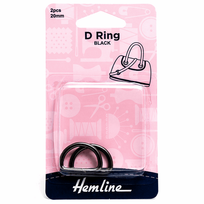 Hemline Steel D Rings Pack of 2 in 20mm black