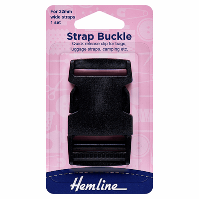 Hemline Black  strap buckle quick release clip for bags luggage straps and camping
