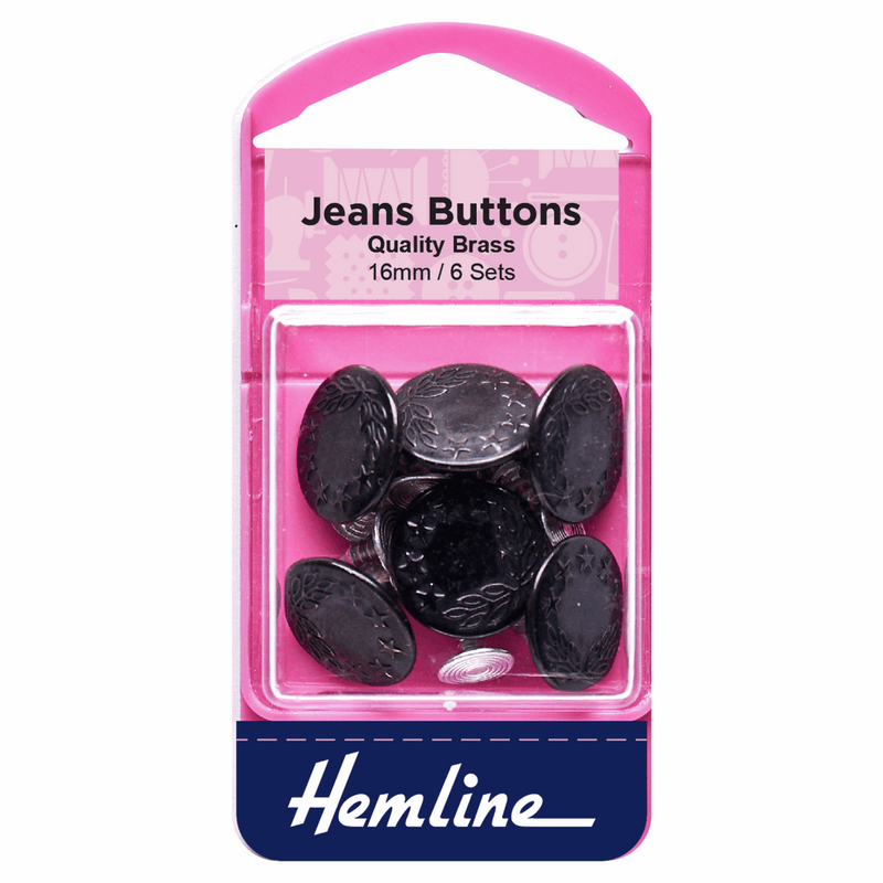 Hemline metal jeans buttons 16mm in black