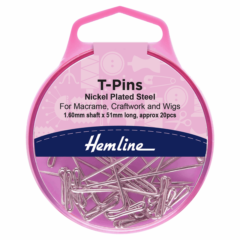 Hemline T-Pins sturdy nickel plated steel in 1.60 x51mm - approx 20 piece pins.