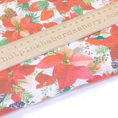 Christmas poinsettias 100% cotton fabric by Rose & Hubble
