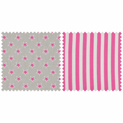 Swatch of  Craft Shoulder Bag with funky pink, white and grey Stars and Stripes