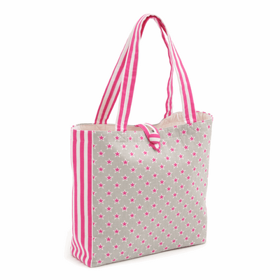 Craft Shoulder Bag with funky pink, white and grey Stars and Stripes