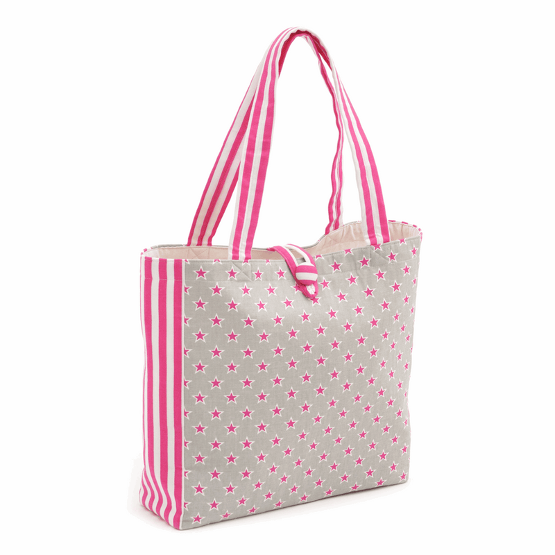 Craft Shoulder Bag with funky pink, white and grey Stars and Stripes