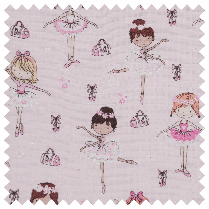 Oval Sewing Basket in Appliqué Ballerina print with cute, pink children&
