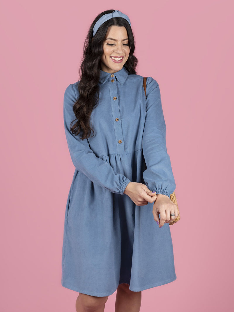 Lyra Shirt Dress Sewing Pattern by Tilly and the Buttons on model